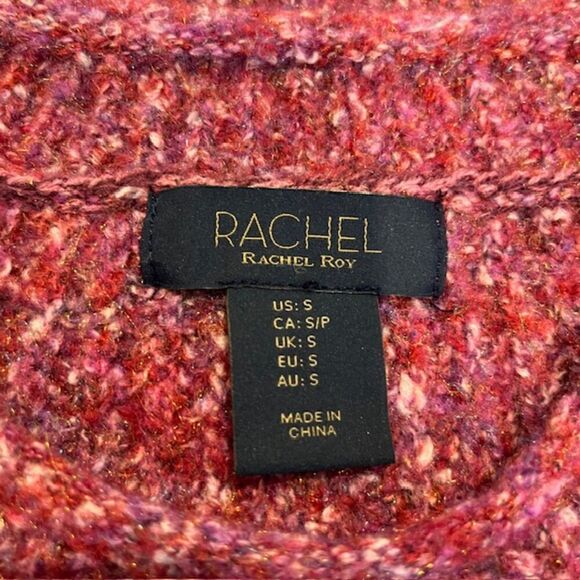 Rachel Roy Crew Neck Marled Cranberry Women's Sweater Oversized Small - Picture 4 of 9